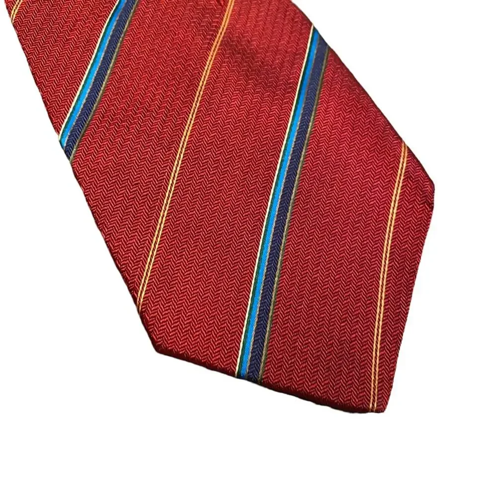Vintage Burberry tie 100% Silk - Red and Blue Made in the USA